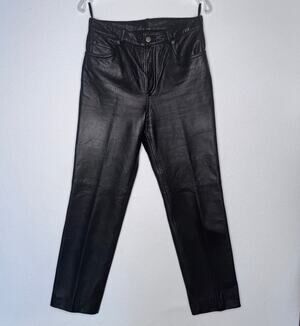 Y2K Siena Studio Black Soft Leather Pants Size 6 Fully Lined Straight Leg